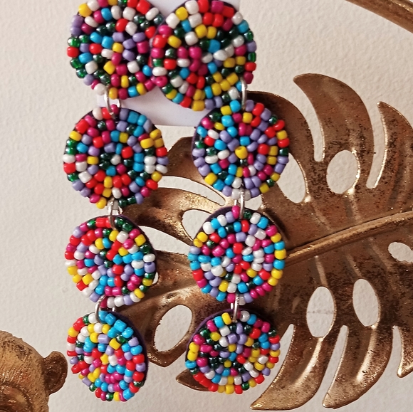 Beaded Long Retro Earrings - Picture 6 of 7